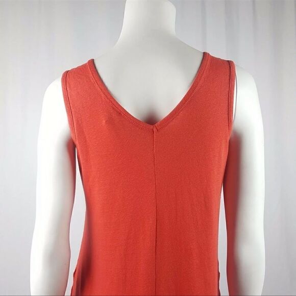 LOGO Lori Goldstein Size XS Orange Sleeveless Tank Top Stretch Midi Dress Lounge - Picture 6 of 9